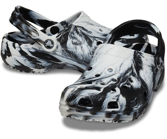 Classic Marbled Clog White Black Women Crocs Clogs