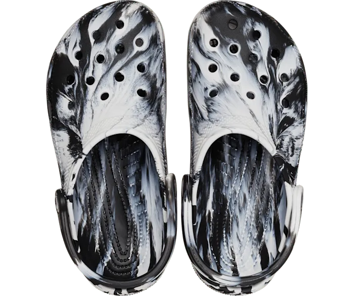Classic Marbled Clog White Black Women Crocs Clogs