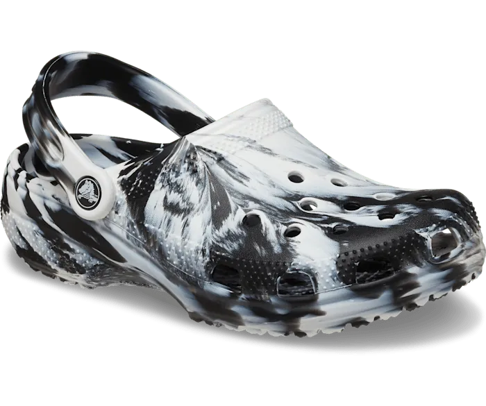 Classic Marbled Clog White Black Women Crocs Clogs