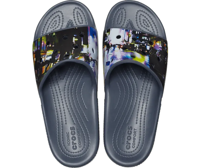 Classic Meta Scape Slide Black Multi Women Crocs Slides