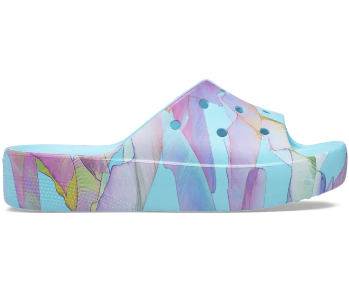 Classic Platform Palm Print Slide Neptune Multi Women Crocs Slides
