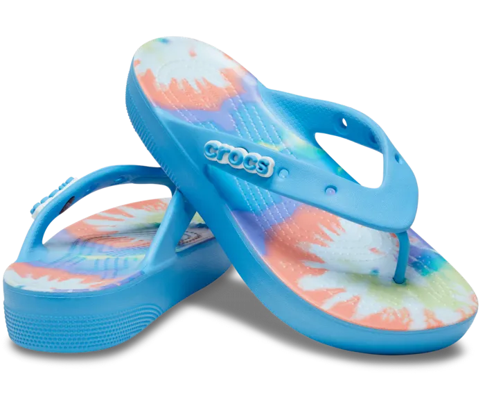 Classic Platform Tie Dye Graphic Flip Oxygen Multi Women Crocs FlipFlops