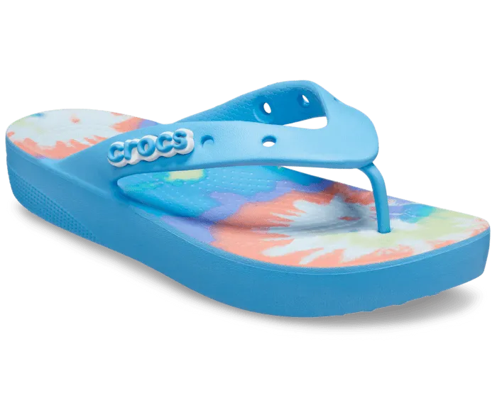 Classic Platform Tie Dye Graphic Flip Oxygen Multi Women Crocs FlipFlops