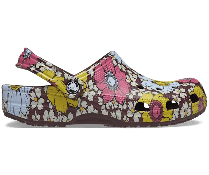 Classic Retro Floral Clog Dark Cherry Multi Men Crocs Clogs