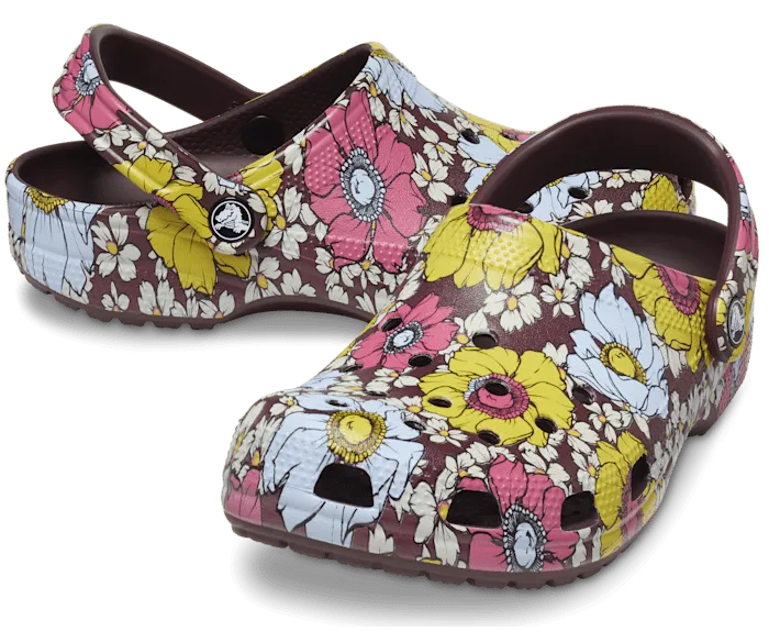 Classic Retro Floral Clog Dark Cherry Multi Men Crocs Clogs