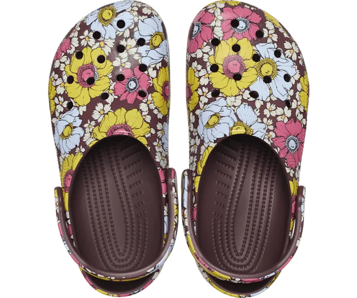 Classic Retro Floral Clog Dark Cherry Multi Men Crocs Clogs