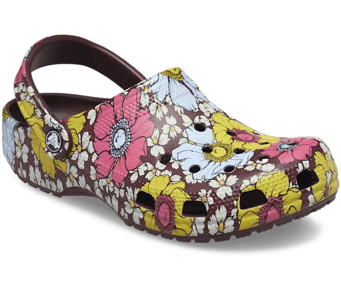 Classic Retro Floral Clog Dark Cherry Multi Men Crocs Clogs