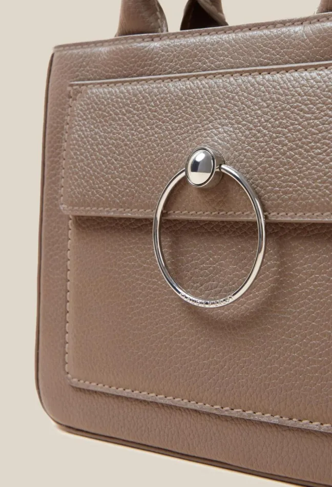 Claudie Pierlot Anouck Grained Leather Chain Bag Taupe Women Crossbody Bags Claudie Pierlot Anouck Grained Leather Chain Bag Taupe Women Crossbody Bags