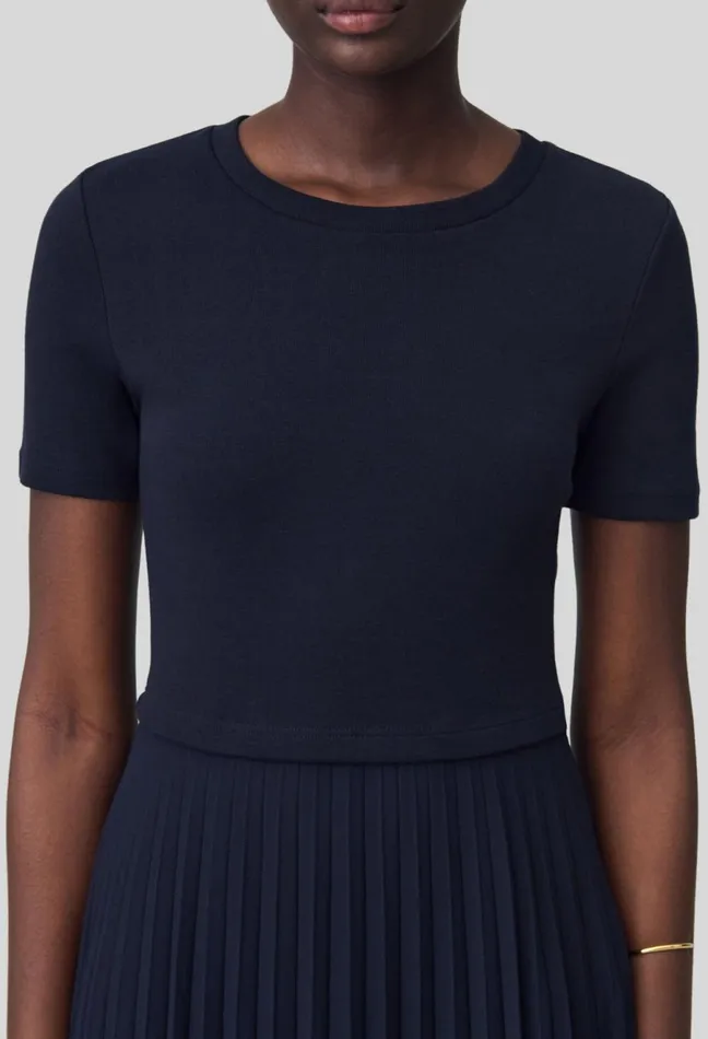 Claudie Pierlot Black And Navy BiMaterial Dress Dualcolor Women Dresses Claudie Pierlot Black And Navy BiMaterial Dress Dualcolor Women Dresses