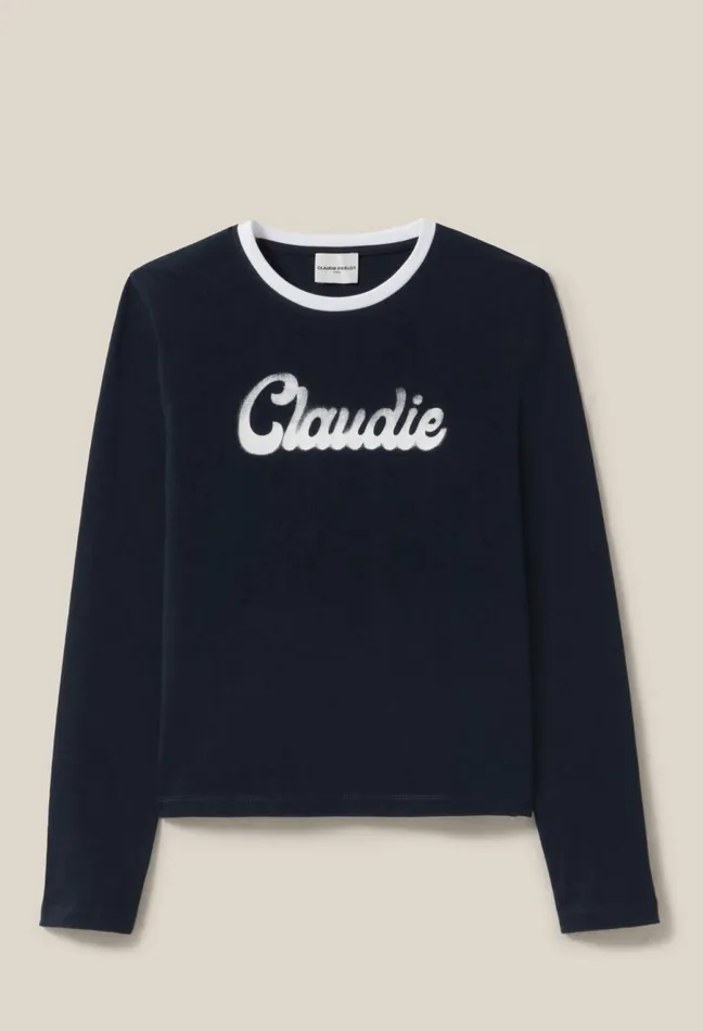 Claudie Pierlot Black Cotton LongSleeve TShirt Navy Women Tops And Shirts Claudie Pierlot Black Cotton LongSleeve TShirt Navy Women Tops And Shirts
