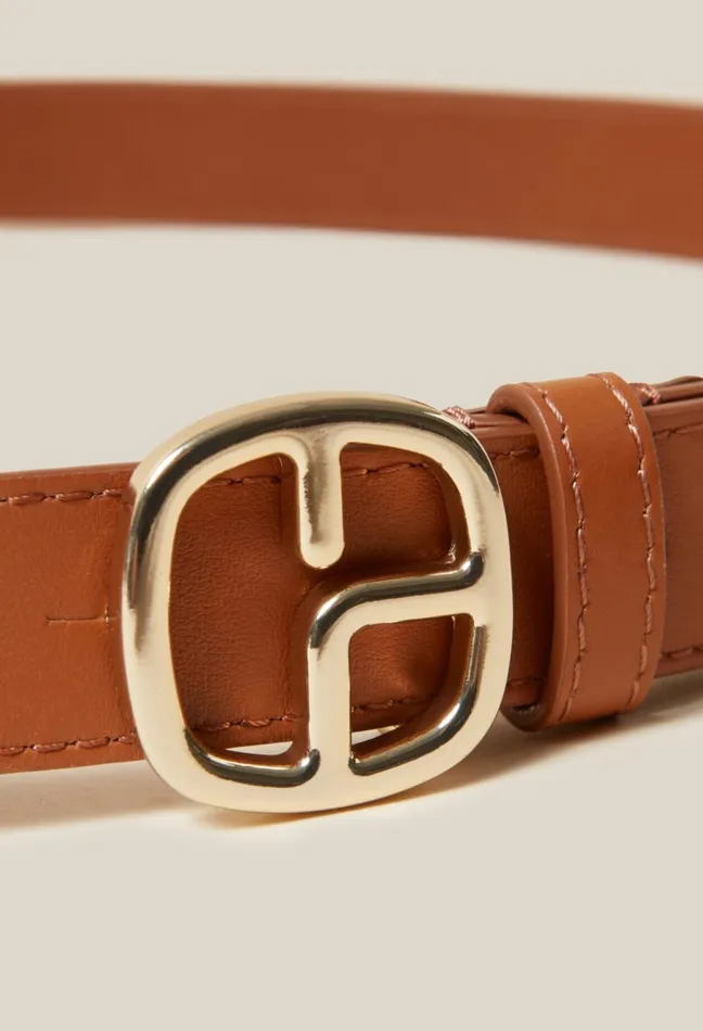 Claudie Pierlot Brown Leather Monogram Belt Caramel Women Belts Claudie Pierlot Brown Leather Monogram Belt Caramel Women Belts