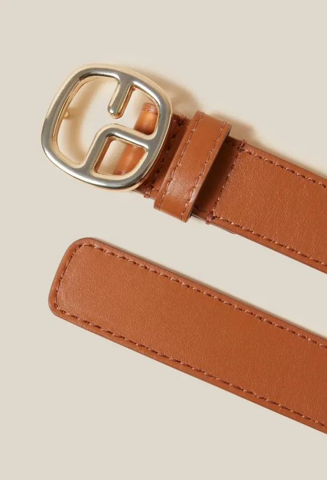 Claudie Pierlot Brown Leather Monogram Belt Caramel Women Belts Claudie Pierlot Brown Leather Monogram Belt Caramel Women Belts