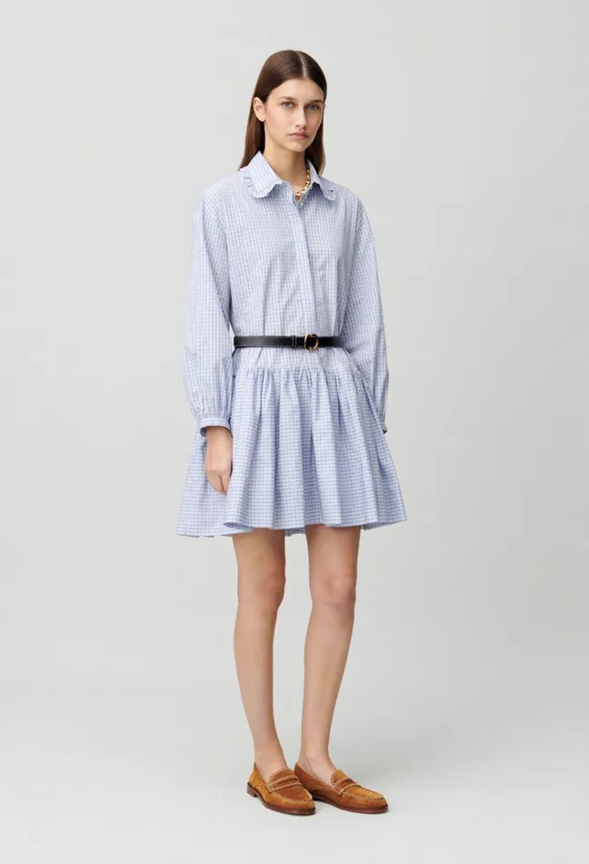 Claudie Pierlot Checked Babydoll Dress Dualcolor Women Dresses