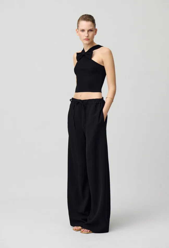 Claudie Pierlot Fine Knit Bow Top Black Women Tops And Shirts