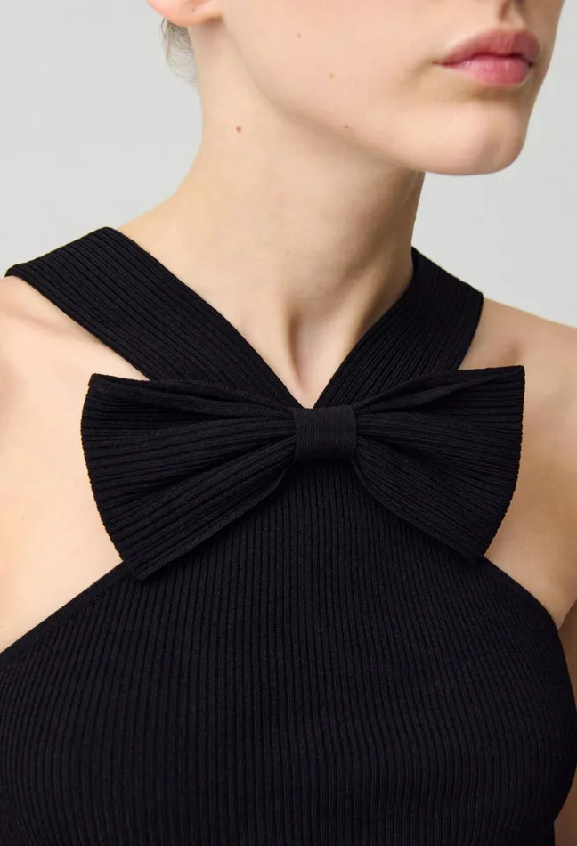 Claudie Pierlot Fine Knit Bow Top Black Women Tops And Shirts Claudie Pierlot Fine Knit Bow Top Black Women Tops And Shirts