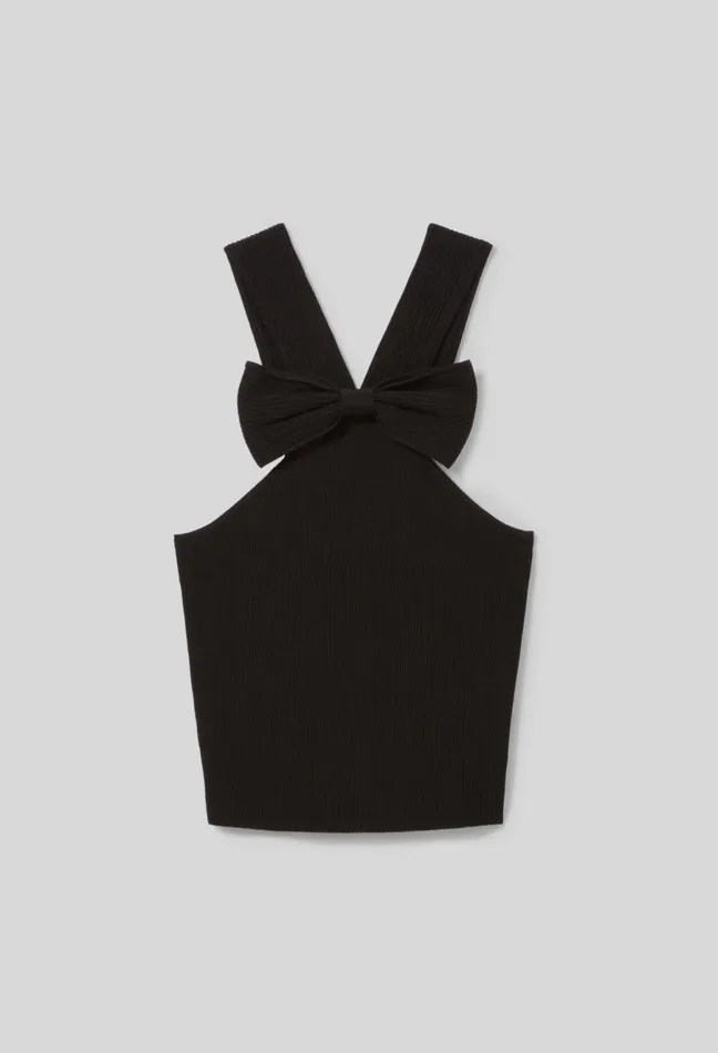 Claudie Pierlot Fine Knit Bow Top Black Women Tops And Shirts Claudie Pierlot Fine Knit Bow Top Black Women Tops And Shirts