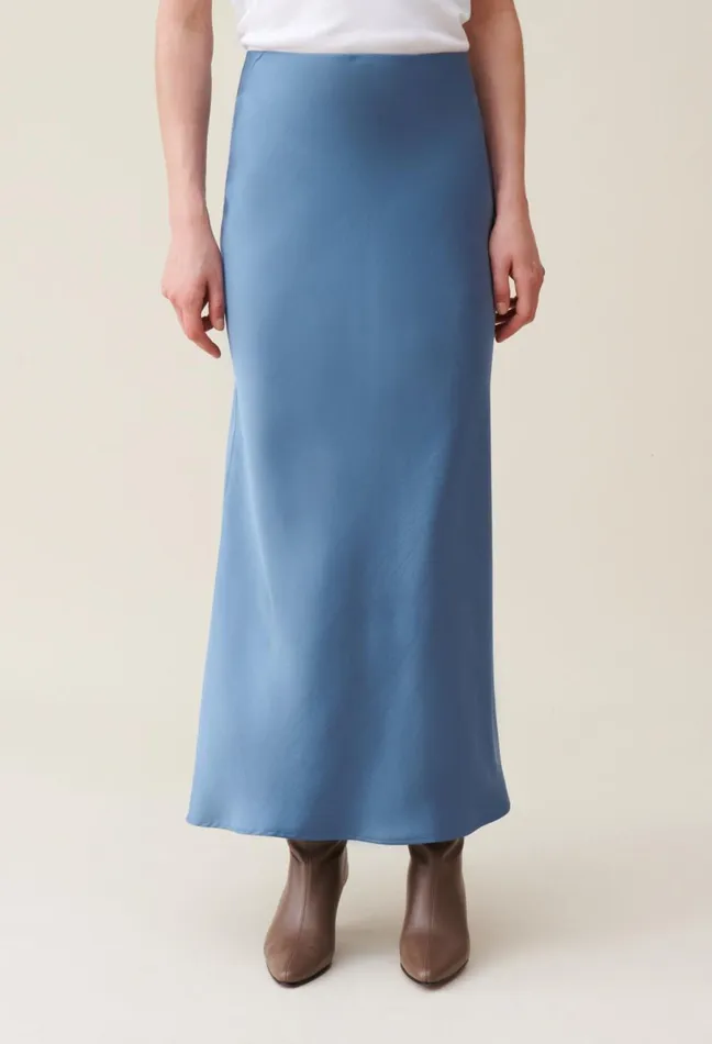 Claudie Pierlot Flowing Satin Midi Skirt Storm Women Skirts And Shorts