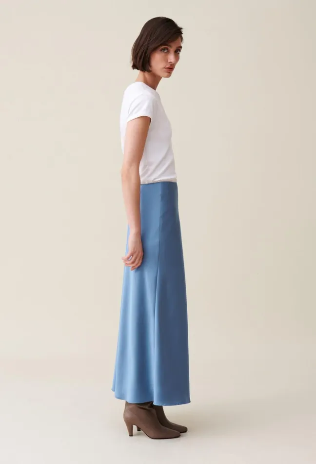 Claudie Pierlot Flowing Satin Midi Skirt Storm Women Skirts And Shorts Claudie Pierlot Flowing Satin Midi Skirt Storm Women Skirts And Shorts