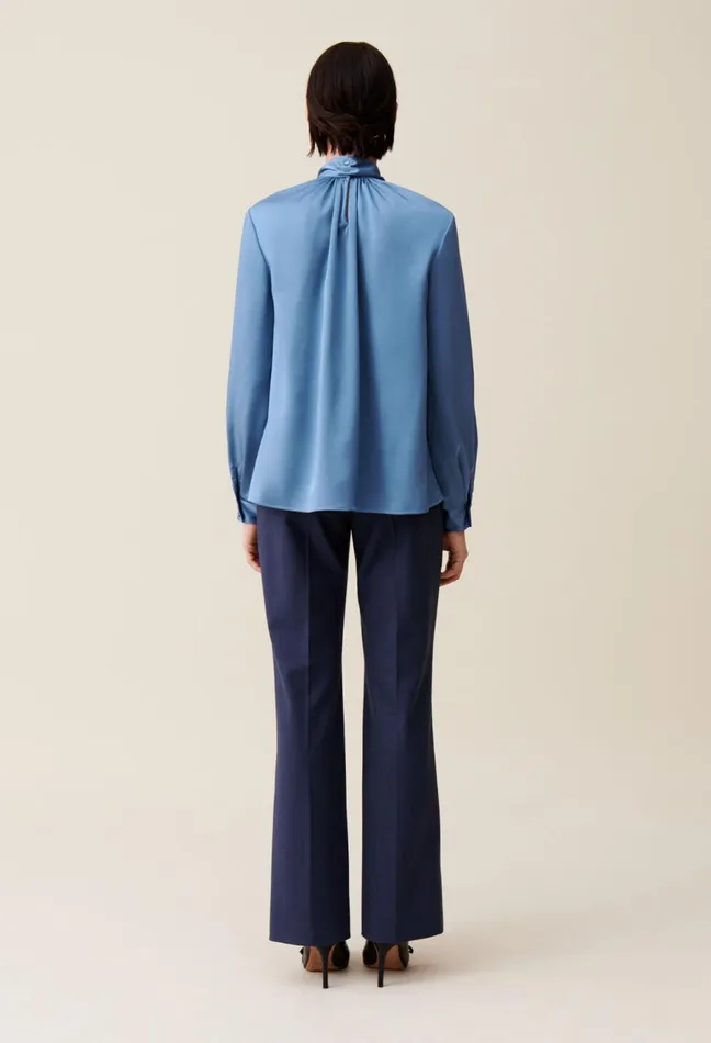 Claudie Pierlot Flowy Blouse Lavallire Neckline Storm Women Tops And Shirts Claudie Pierlot Flowy Blouse Lavallire Neckline Storm Women Tops And Shirts