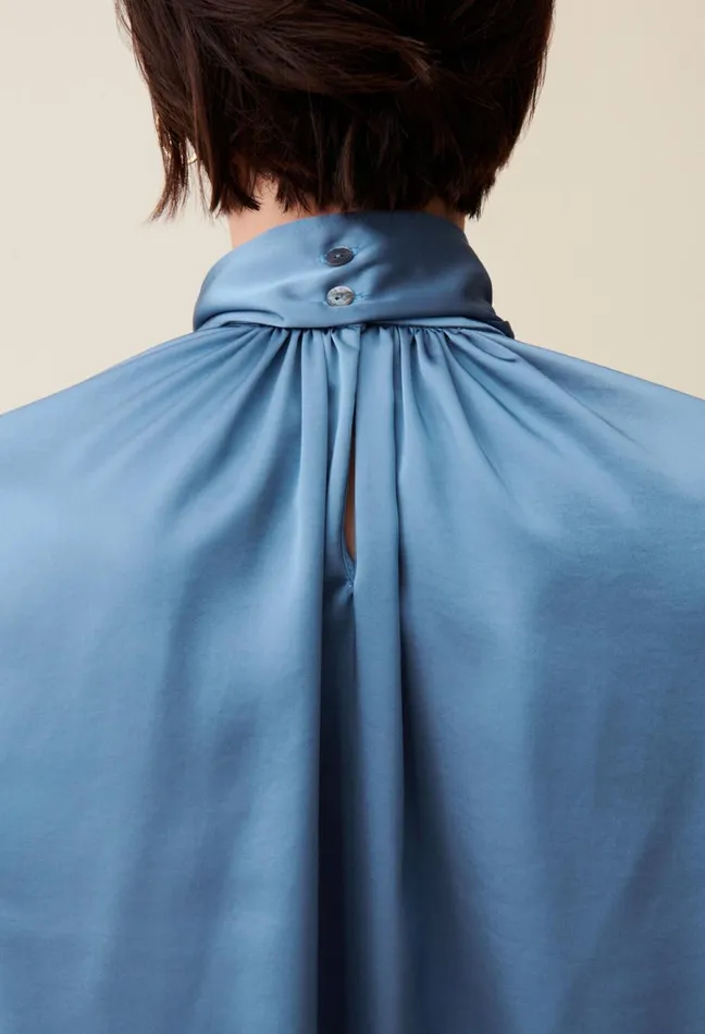 Claudie Pierlot Flowy Blouse Lavallire Neckline Storm Women Tops And Shirts Claudie Pierlot Flowy Blouse Lavallire Neckline Storm Women Tops And Shirts