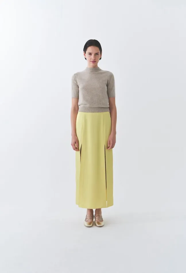 Claudie Pierlot Flowy Pleated Maxi Skirt Yellow Women Skirts And Shorts Claudie Pierlot Flowy Pleated Maxi Skirt Yellow Women Skirts And Shorts