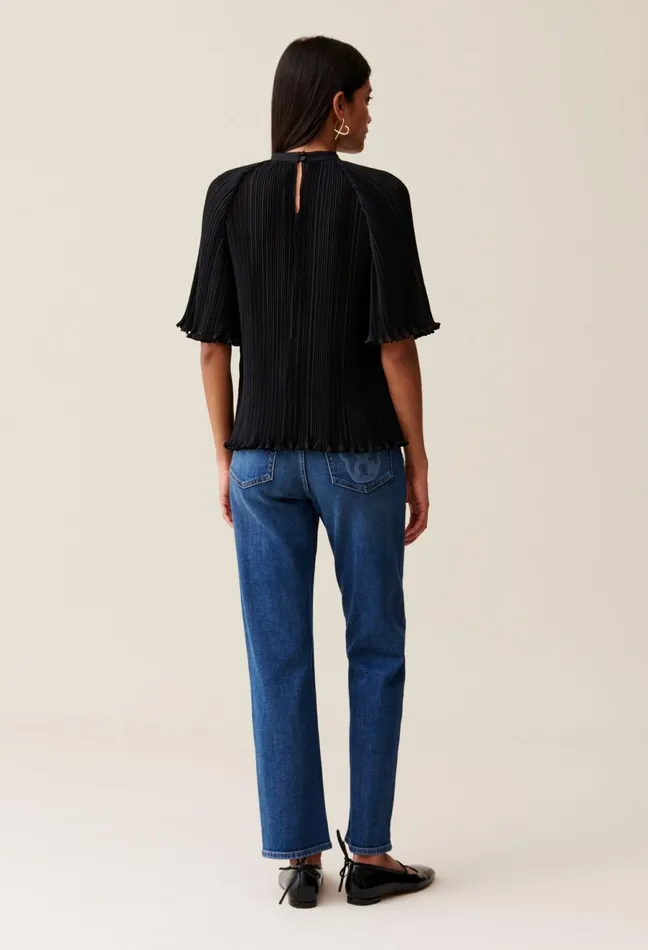 Claudie Pierlot Flowy Pleated Top Black Women Tops And Shirts