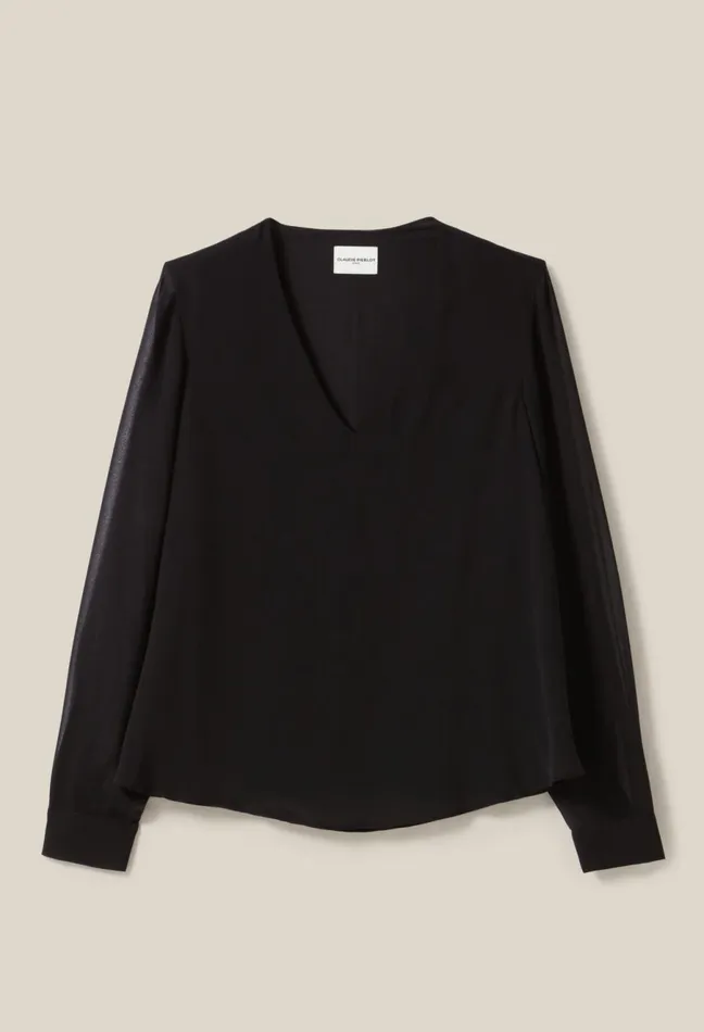 Claudie Pierlot Flowy VNeck Blouse Black Women Tops And Shirts Claudie Pierlot Flowy VNeck Blouse Black Women Tops And Shirts