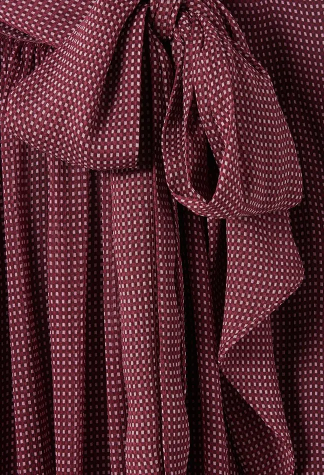 Claudie Pierlot Fluid Check TieNeck Blouse Pink Women Tops And Shirts Claudie Pierlot Fluid Check TieNeck Blouse Pink Women Tops And Shirts