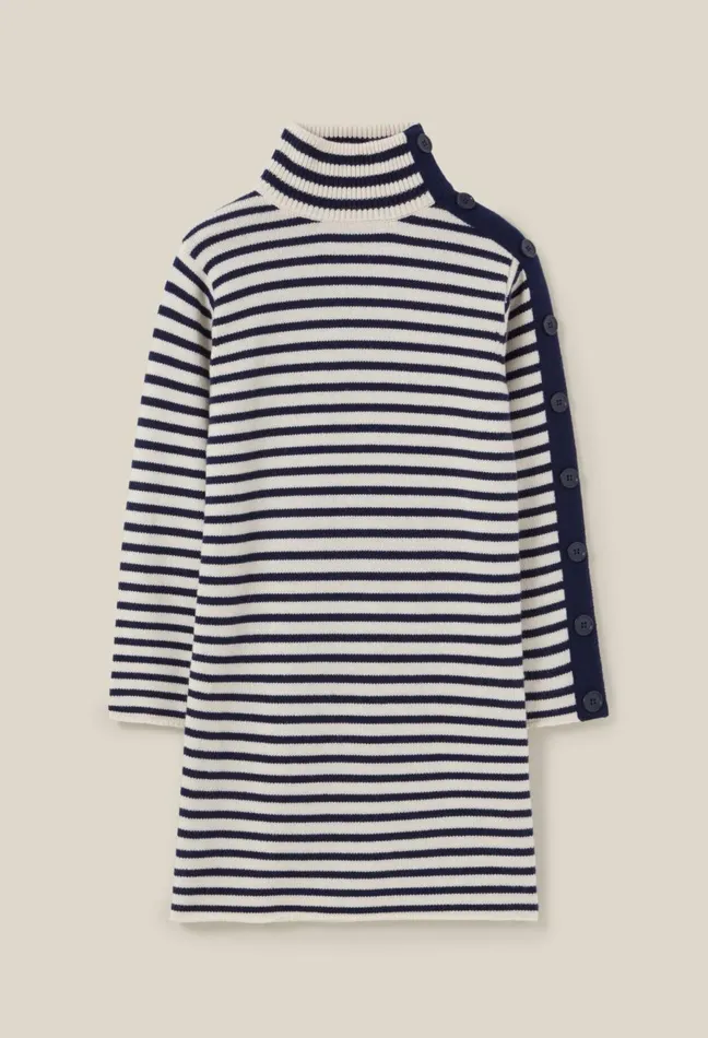 Claudie Pierlot HighNeck Knitted Sailor Dress Dualcolor Women Dresses Claudie Pierlot HighNeck Knitted Sailor Dress Dualcolor Women Dresses