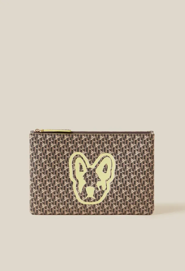 Claudie Pierlot Jean Toto Cp Monogram Clutch Camel Women Small Leather Goods Claudie Pierlot Jean Toto Cp Monogram Clutch Camel Women Small Leather Goods