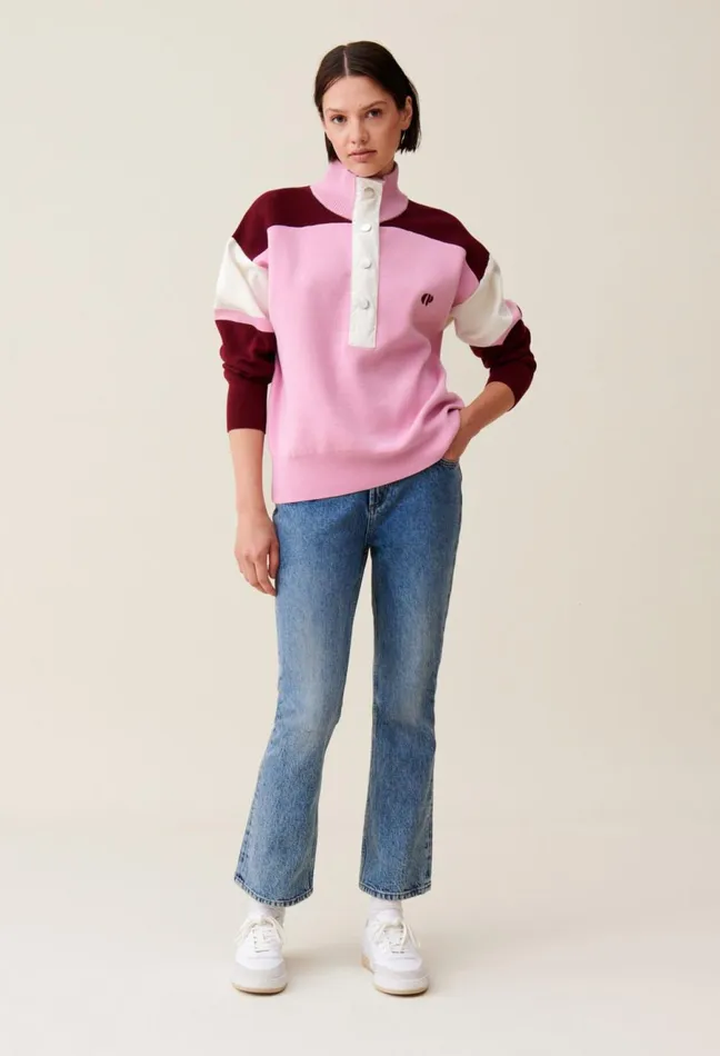 Claudie Pierlot Minimum Trucker Collar Sweatshirt Pale Pink Women Sweatshirts Claudie Pierlot Minimum Trucker Collar Sweatshirt Pale Pink Women Sweatshirts