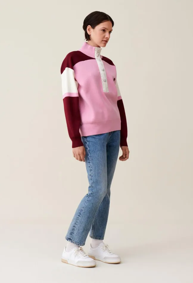 Claudie Pierlot Minimum Trucker Collar Sweatshirt Pale Pink Women Sweatshirts Claudie Pierlot Minimum Trucker Collar Sweatshirt Pale Pink Women Sweatshirts