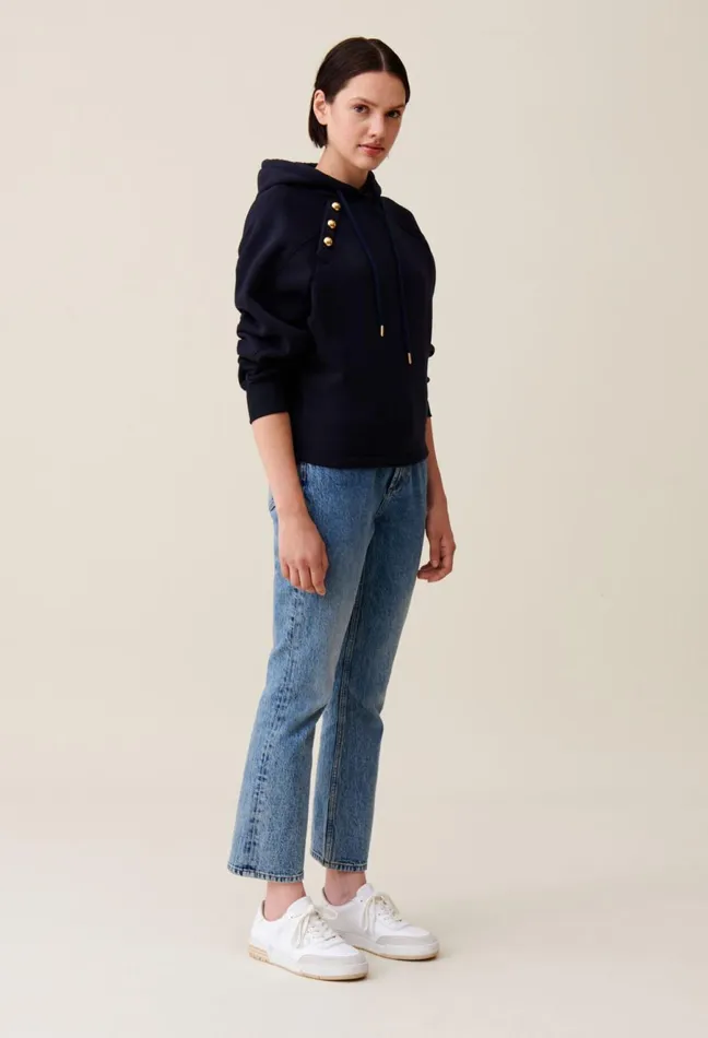 Claudie Pierlot Navy Hooded Sweatshirt Women Sweatshirts