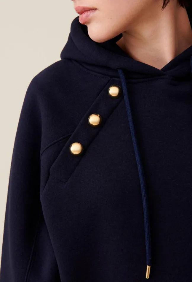Claudie Pierlot Navy Hooded Sweatshirt Women Sweatshirts Claudie Pierlot Navy Hooded Sweatshirt Women Sweatshirts
