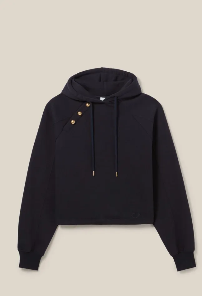 Claudie Pierlot Navy Hooded Sweatshirt Women Sweatshirts Claudie Pierlot Navy Hooded Sweatshirt Women Sweatshirts