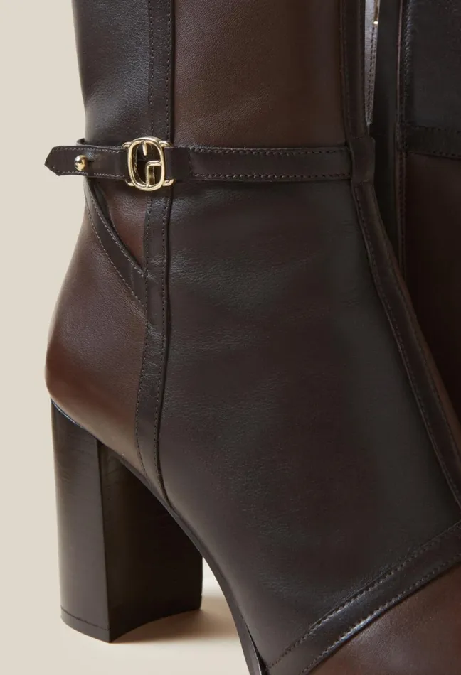 Claudie Pierlot Patchwork Patent Leather Boots Brown Women Ankle Boots Claudie Pierlot Patchwork Patent Leather Boots Brown Women Ankle Boots