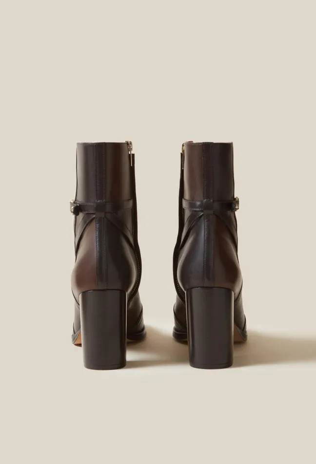 Claudie Pierlot Patchwork Patent Leather Boots Brown Women Ankle Boots Claudie Pierlot Patchwork Patent Leather Boots Brown Women Ankle Boots