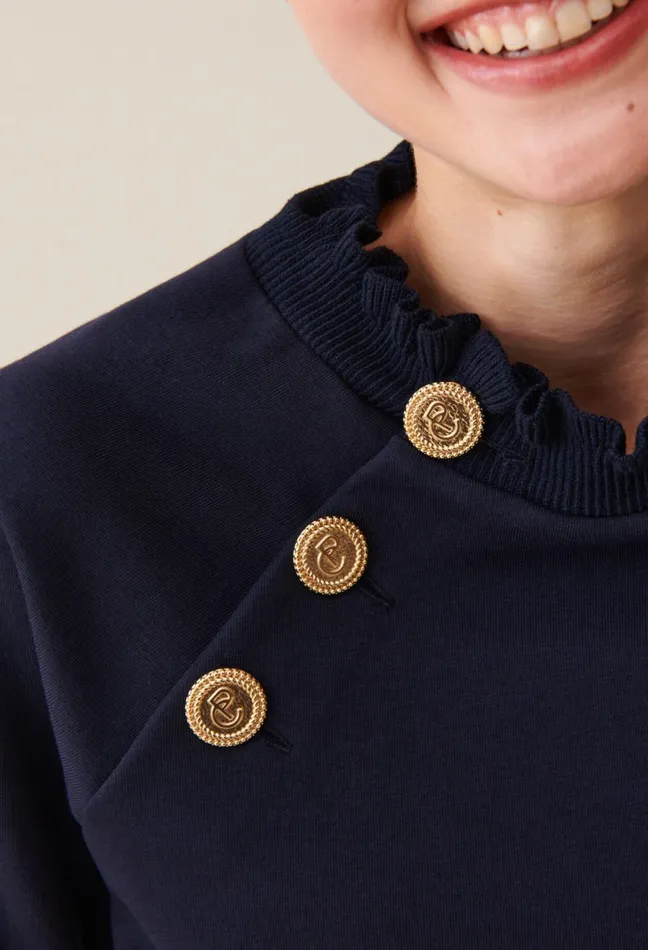 Claudie Pierlot Short Sweatshirt Navy Women Knitwear And Cardigans Claudie Pierlot Short Sweatshirt Navy Women Knitwear And Cardigans