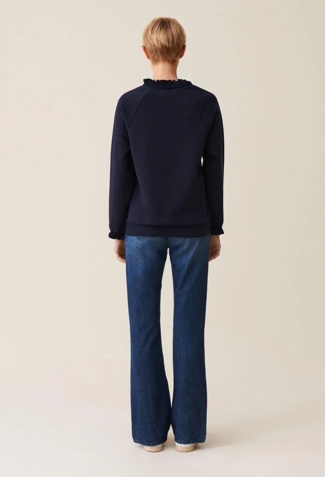 Claudie Pierlot Short Sweatshirt Navy Women Knitwear And Cardigans Claudie Pierlot Short Sweatshirt Navy Women Knitwear And Cardigans