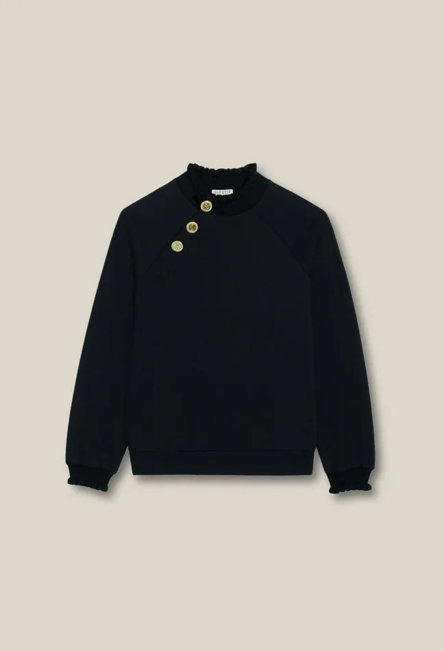Claudie Pierlot Short Sweatshirt Navy Women Knitwear And Cardigans Claudie Pierlot Short Sweatshirt Navy Women Knitwear And Cardigans
