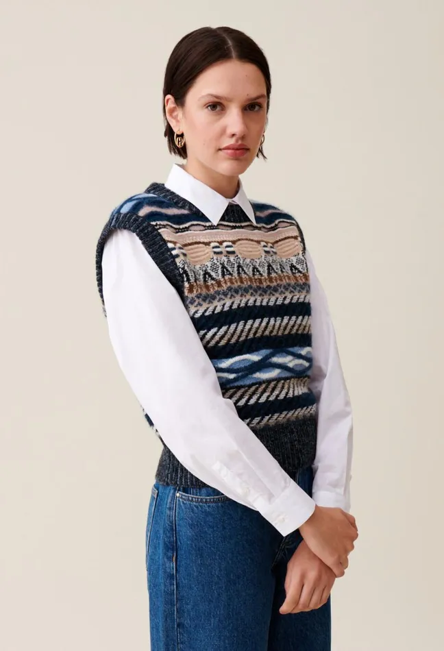 Claudie Pierlot Sleeveless Patterned Striped Jumper Multicolored Women Knitwear And Cardigans