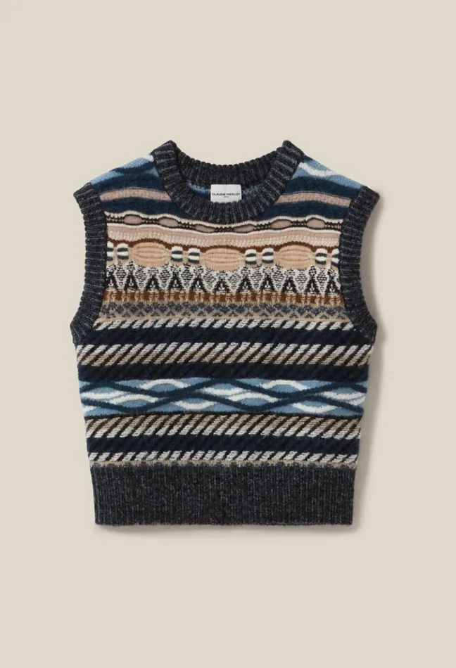 Claudie Pierlot Sleeveless Patterned Striped Jumper Multicolored Women Knitwear And Cardigans Claudie Pierlot Sleeveless Patterned Striped Jumper Multicolored Women Knitwear And Cardigans