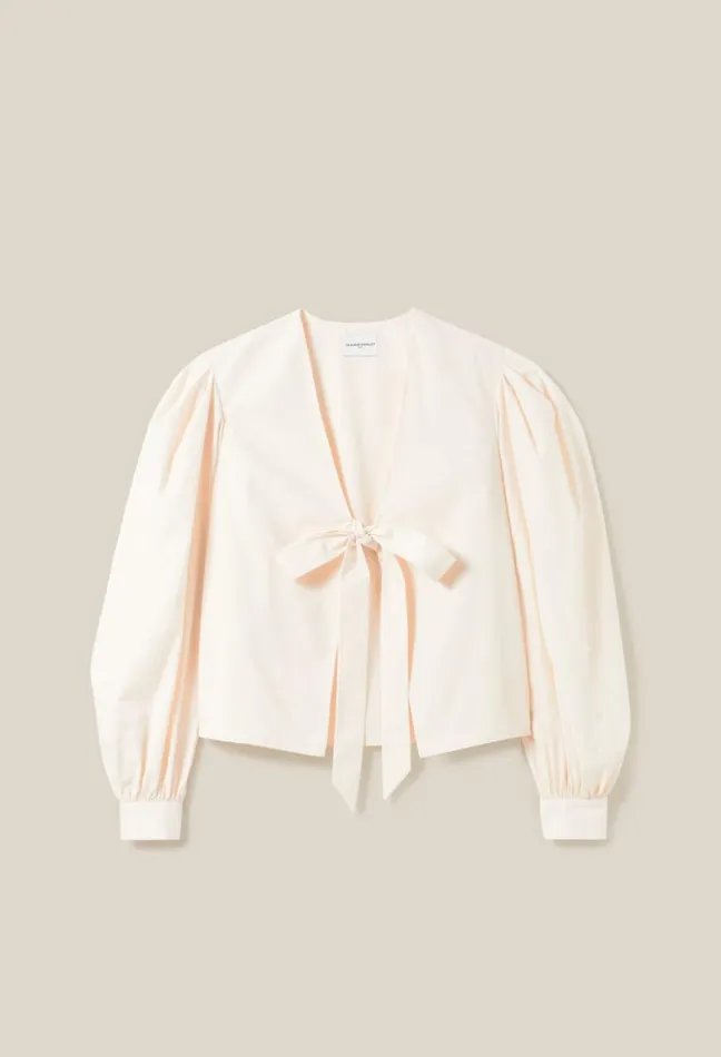 Claudie Pierlot TieFront VNeck Blouse Ecru Women Tops And Shirts Claudie Pierlot TieFront VNeck Blouse Ecru Women Tops And Shirts