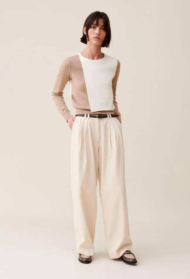 Claudie Pierlot Tonal Cropped Sweater Beige Women Knitwear And Cardigans