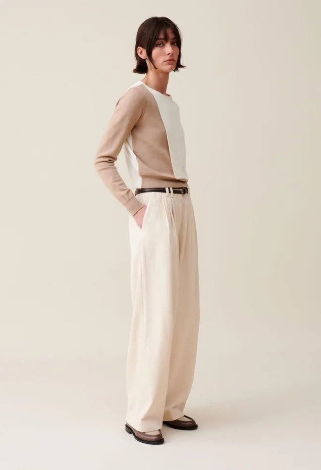 Claudie Pierlot Tonal Cropped Sweater Beige Women Knitwear And Cardigans Claudie Pierlot Tonal Cropped Sweater Beige Women Knitwear And Cardigans