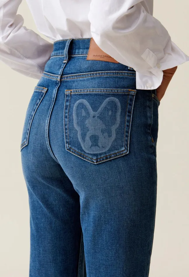 Claudie Pierlot Toto Jeans With Logo On Back Pocket Blue Denim Women Jeans And Trousers Claudie Pierlot Toto Jeans With Logo On Back Pocket Blue Denim Women Jeans And Trousers
