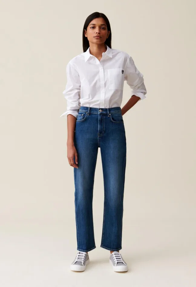 Claudie Pierlot Toto Jeans With Logo On Back Pocket Blue Denim Women Jeans And Trousers Claudie Pierlot Toto Jeans With Logo On Back Pocket Blue Denim Women Jeans And Trousers