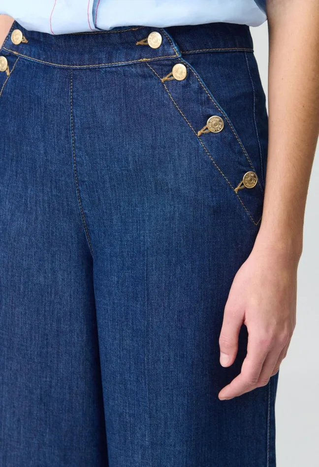 Claudie Pierlot WideLeg Sailor Trousers Indigo Denim Women Jeans And Trousers Claudie Pierlot WideLeg Sailor Trousers Indigo Denim Women Jeans And Trousers