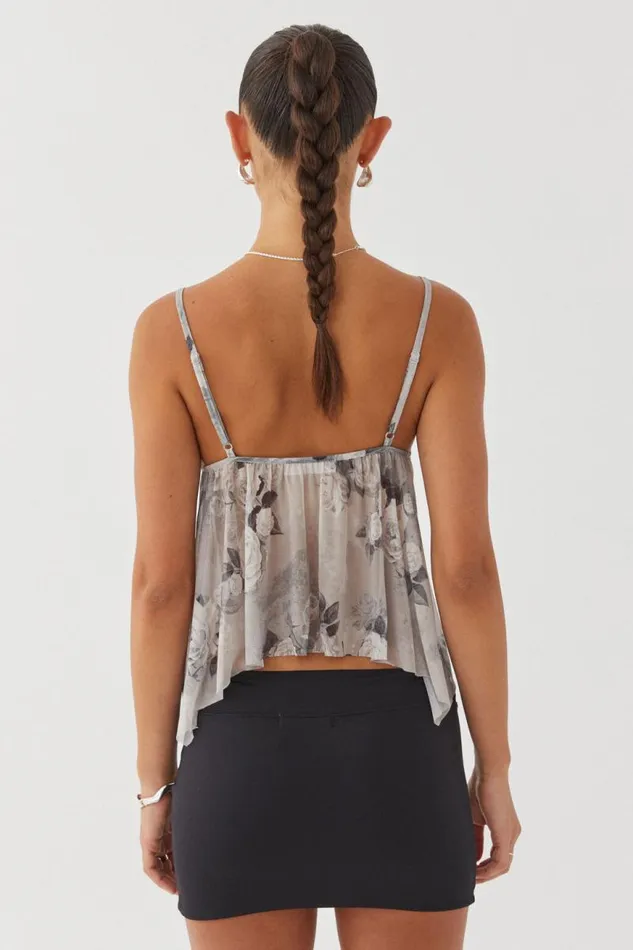 Clothing Supr Going Out Tops Alice Mesh Cami Faded Floral Grey