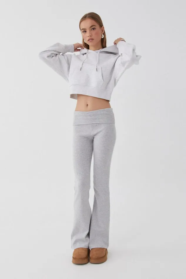 Clothing Supr Hoodies and Trackies Taylah Cropped Hoodie Light Grey Marle